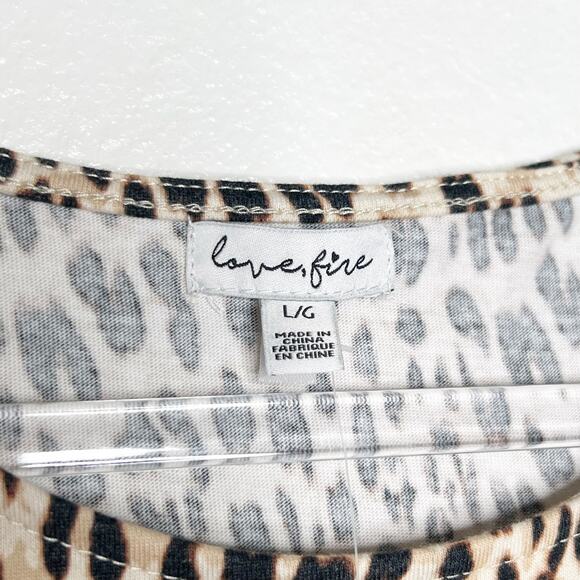 LOVE FIRE Youth Kids Leopard Print Tiered Tank Dress Sleeveless Tan Black Size L - Picture 3 of 4